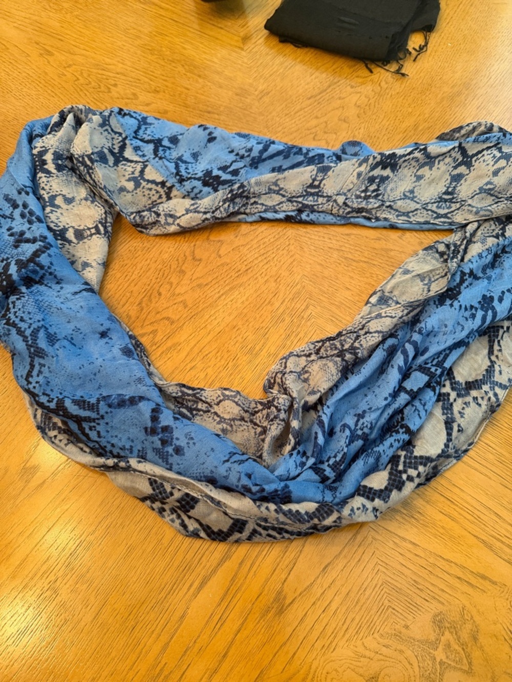 Jennifer Lopez Blue Snake-Print Infinity Scarf Women’s Light Weight